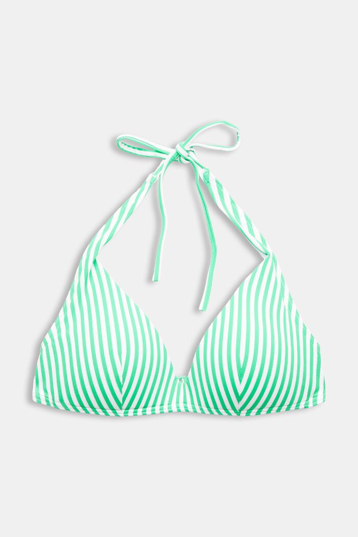 Striped Halterneck Bikini Top, GREEN, detail image number 4