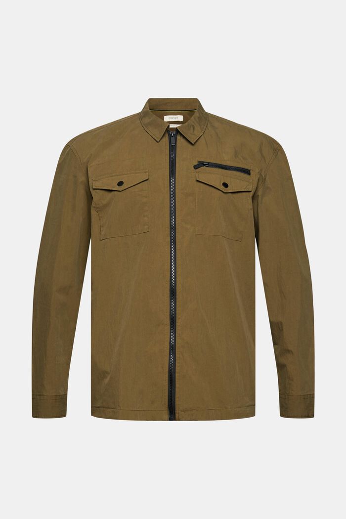 Lightweight shirt jacket with a zip, DARK KHAKI, detail image number 8