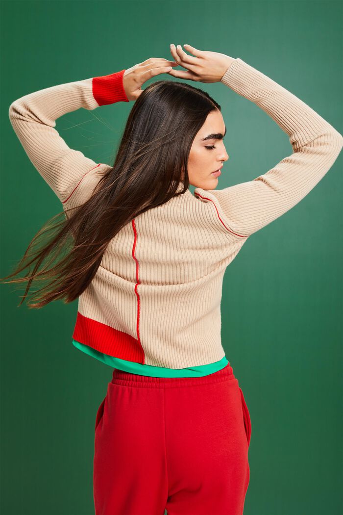 Rib-Knit Sweater, BEIGE, detail image number 2