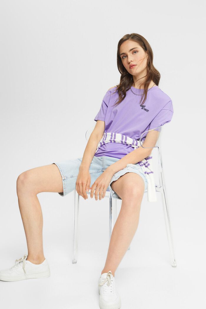 T-shirt with a shoulder cut-out, LILAC, detail image number 0