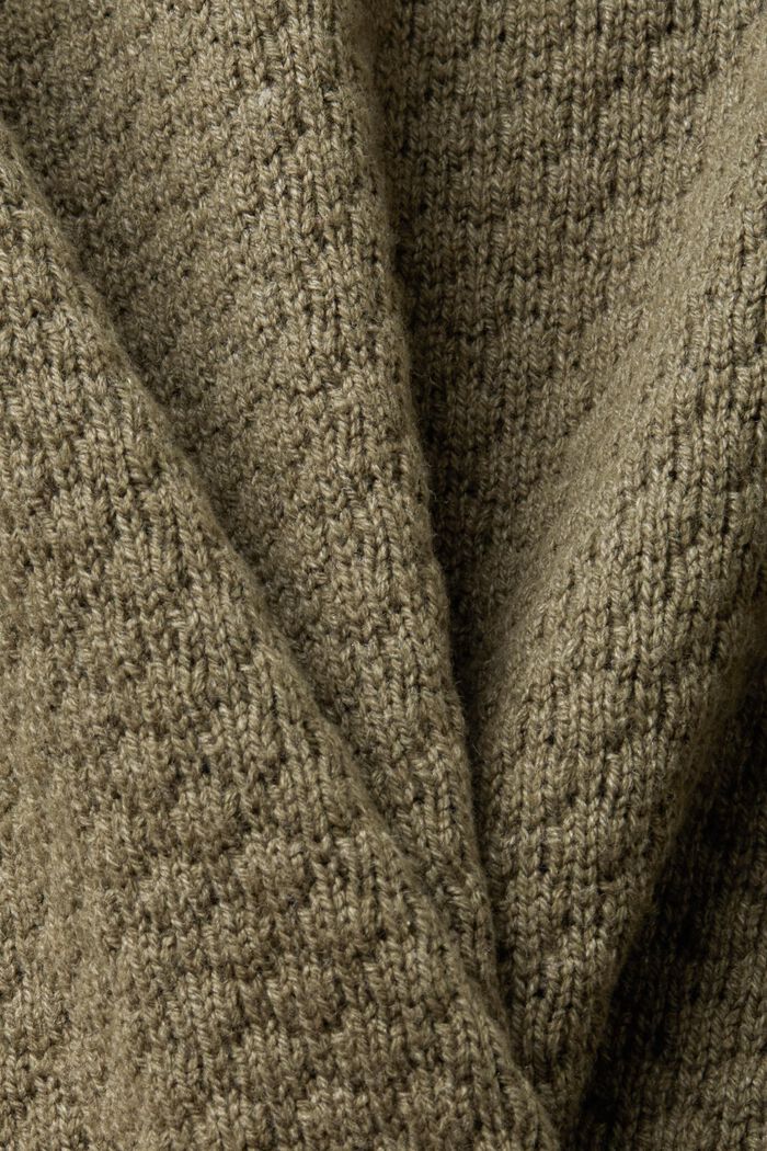 Textured knit jumper, cotton blend, KHAKI GREEN, detail image number 5