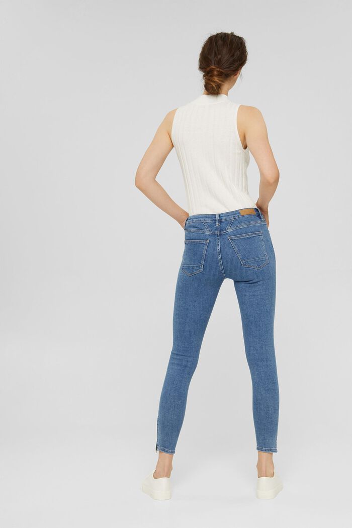 Stretch jeans with zip detail, BLUE MEDIUM WASHED, detail image number 3