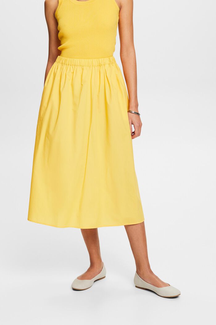 Poplin Midi Skirt, SUNFLOWER YELLOW, detail image number 0