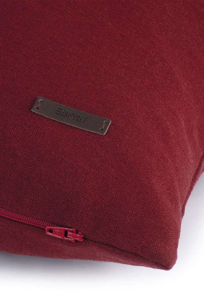 Mixed material cushion cover with micro-velvet, DARK RED, detail image number 1