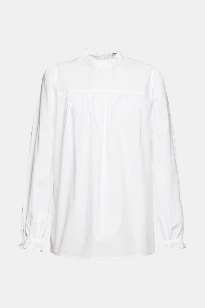 Cotton blouse with frills, WHITE, detail image number 6