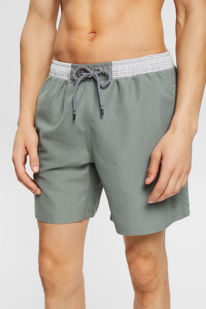 Swim shorts with a striped waistband, LIGHT KHAKI, detail image number 2