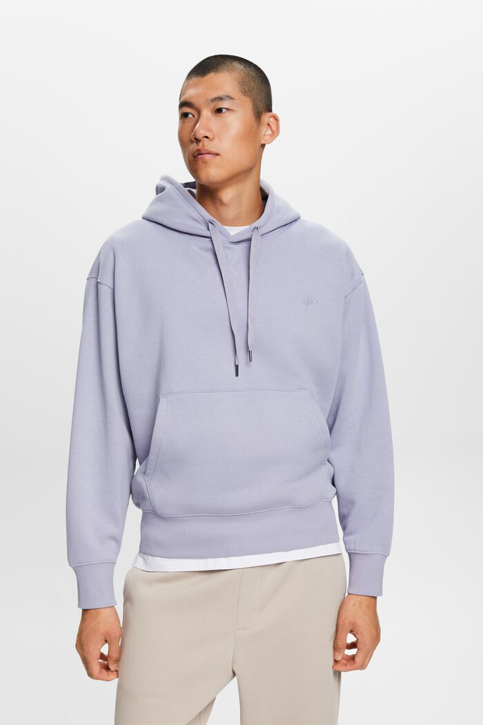Sweatshirt hoodie with logo stitching, LIGHT BLUE LAVENDER, detail image number 1