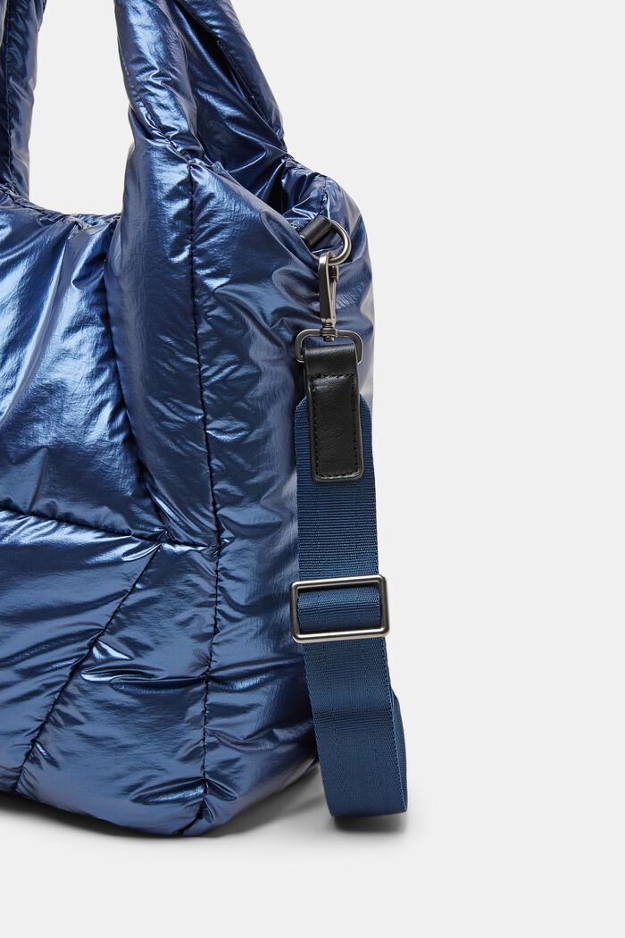 Metallic Puffer Tote Bag, DARK BLUE, detail image number 1