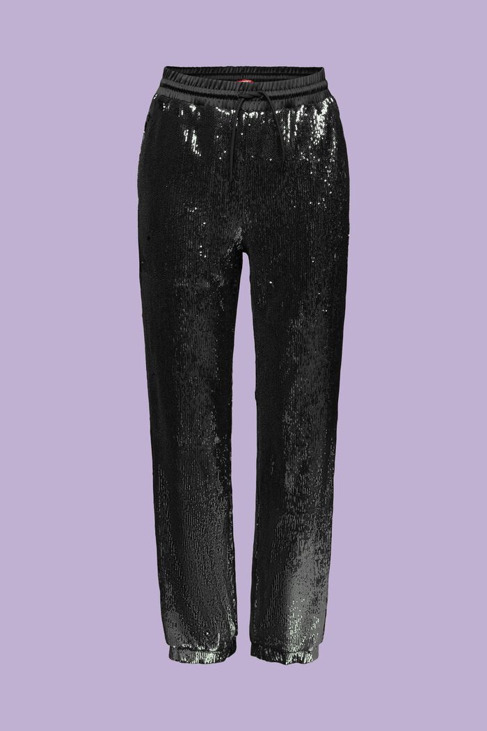Sequined Satin Pants, SILVER, detail image number 6