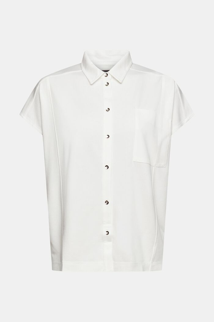 Polo shirt with a button placket, LENZING™ ECOVERO™, OFF WHITE, overview