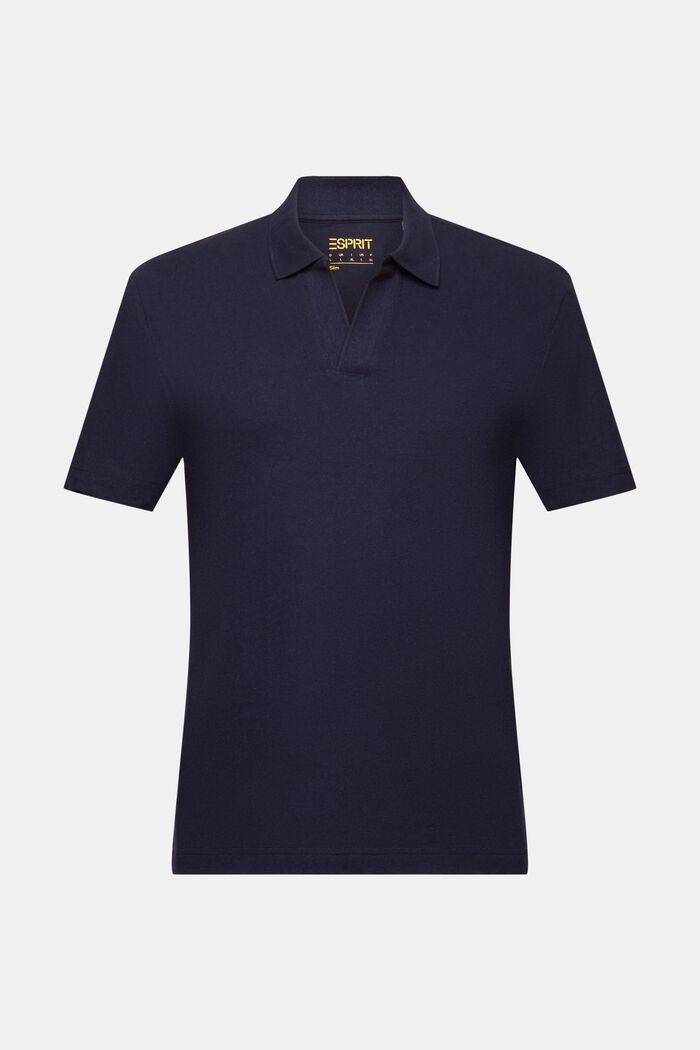 Cotton-Linen Polo Shirt, NAVY, detail image number 5