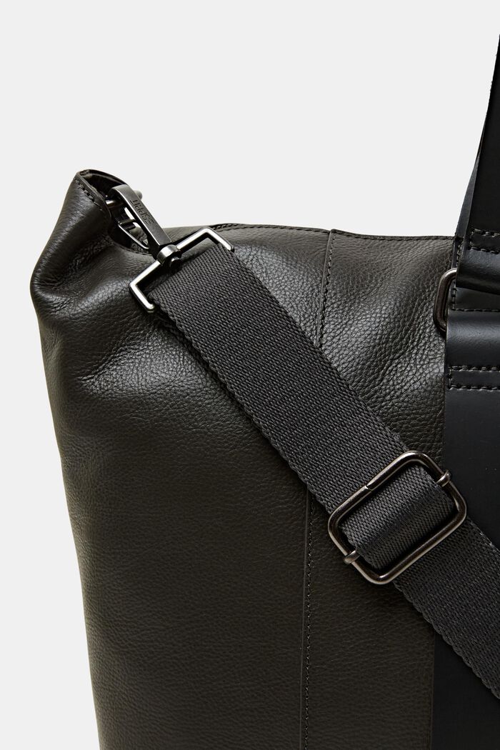Leather Weekender Bag, DARK GREY, detail image number 1