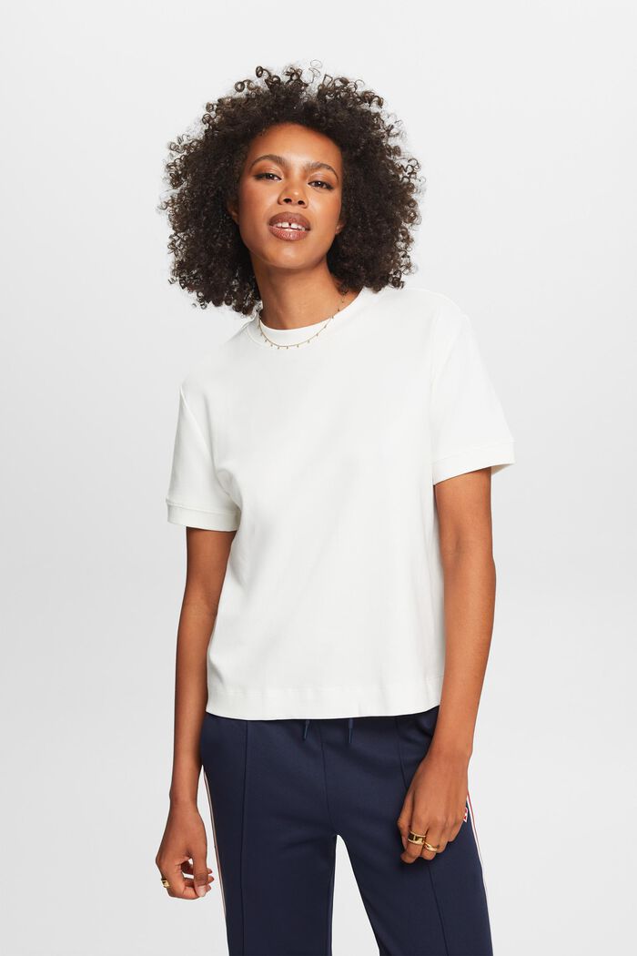 Short-Sleeve Crewneck T-Shirt, OFF WHITE, detail image number 0