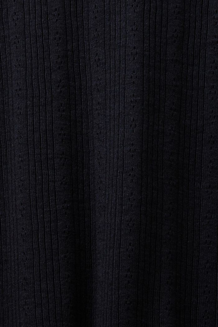 Pointelle long-sleeve top, BLACK, detail image number 5