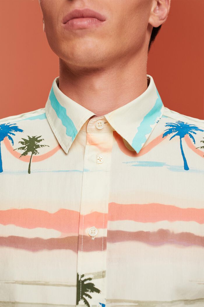 Patterned short sleeve shirt, 100% cotton, WHITE, detail image number 2