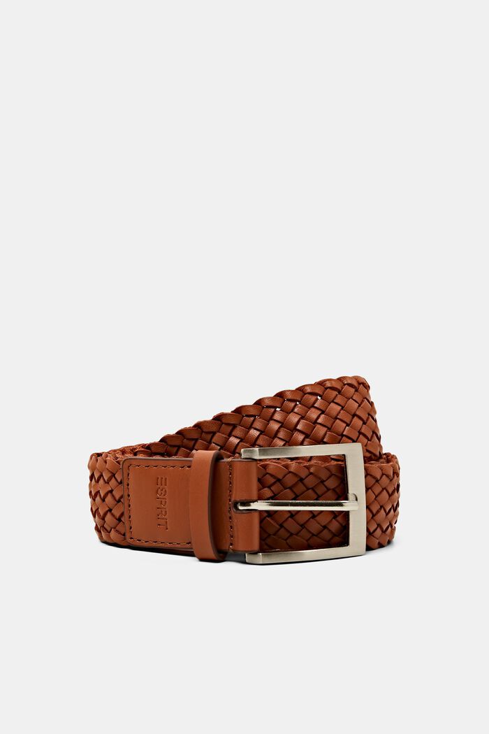 Braided Leather Belt, RUST BROWN, detail image number 0