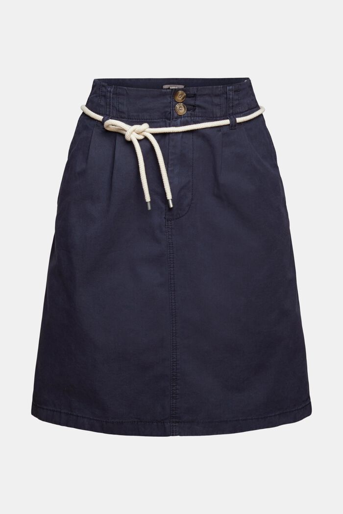 Skirt with a cord belt, NAVY, overview