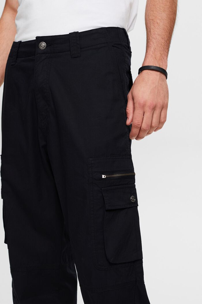 Twill Straight Cargo Pants, BLACK, detail image number 4