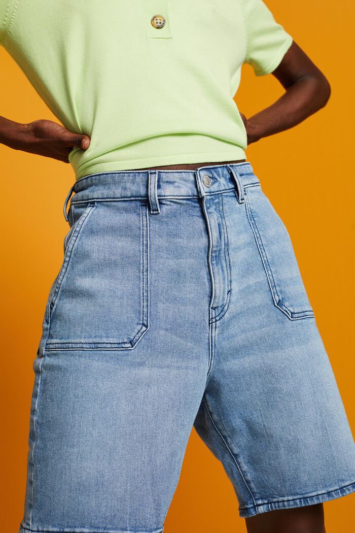 High-rise jeans shorts, BLUE LIGHT WASHED, detail image number 2