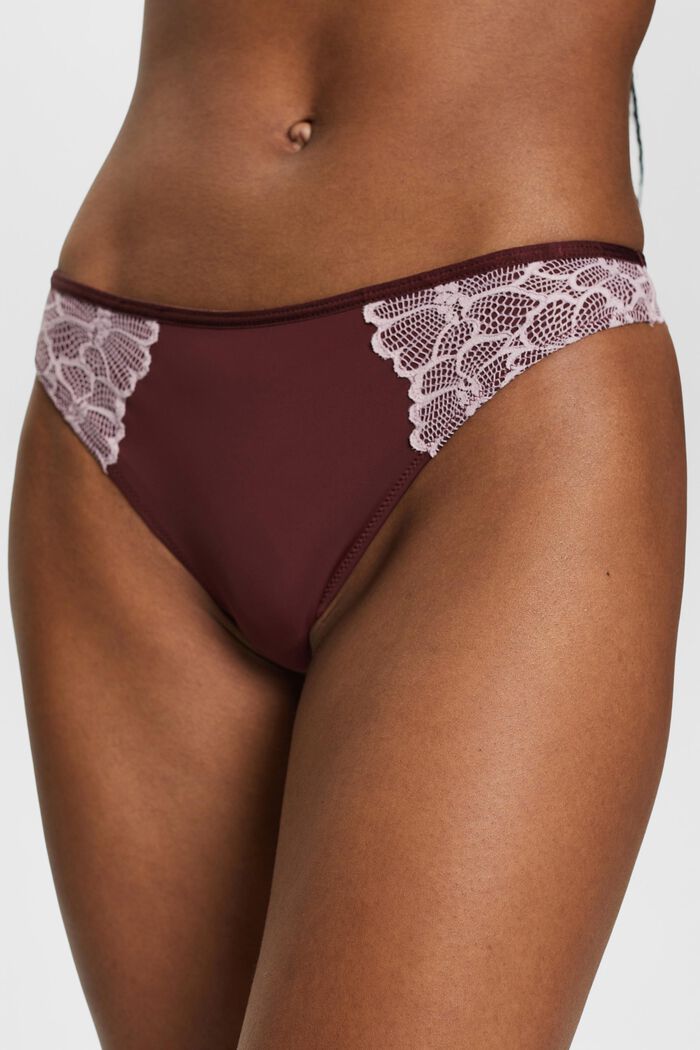 Hipster Lace Thong, RUST BROWN, detail image number 2