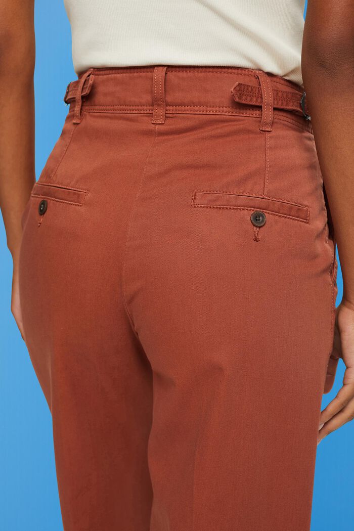 Wide leg chino trousers, RUST BROWN, detail image number 4