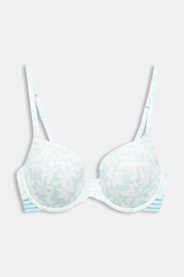 Printed Padded Underwired Bra, LIGHT AQUA GREEN, detail image number 5