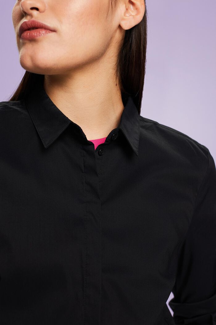 Poplin Shirt Blouse, BLACK, detail image number 3
