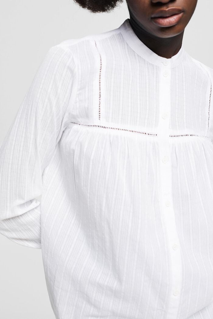 Shirt blouse in 100% cotton, WHITE, detail image number 2