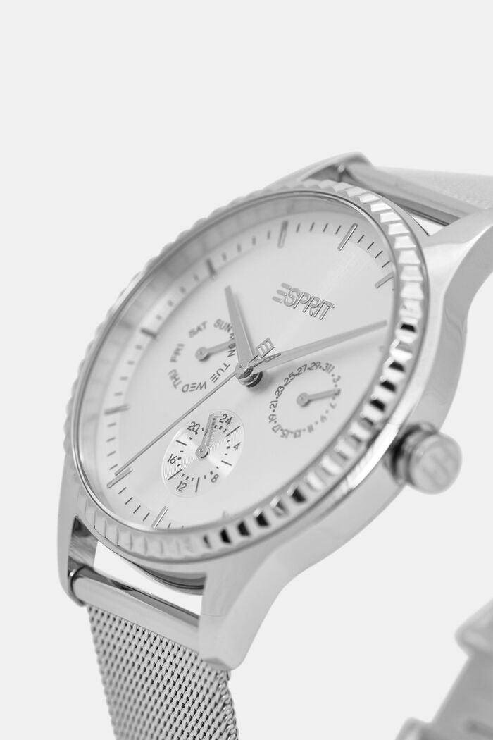 Multi-functional watch with a Milanese strap, SILVER, detail image number 1