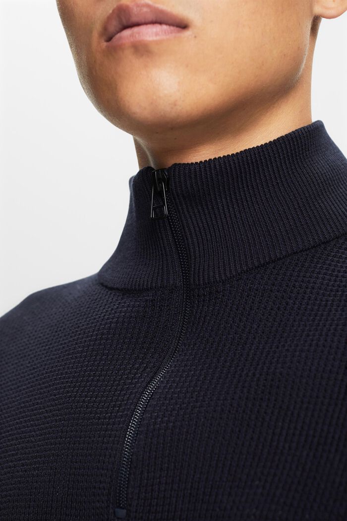 Cotton Zip Troyer, NAVY, detail image number 2