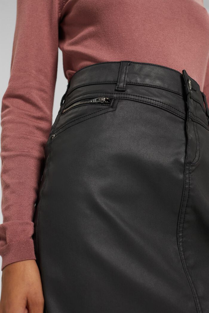 Coated denim mini skirt, BLACK, detail image number 2