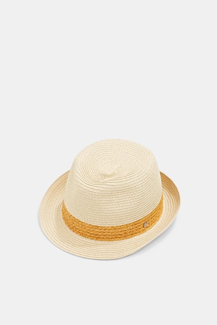 Trilby hat with a straw trim, YELLOW, detail image number 0
