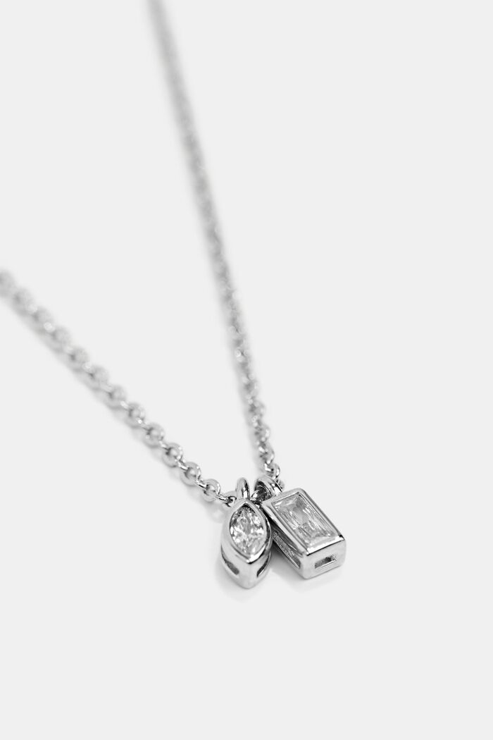 Necklace with two pendants, sterling silver, SILVER, detail image number 1