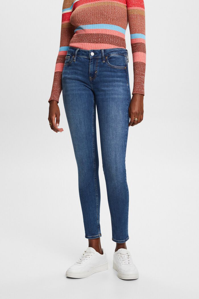 Premium mid-rise skinny jeans, BLUE MEDIUM WASHED, detail image number 0