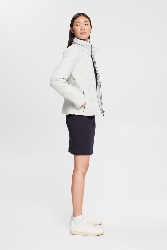 Quilted jacket with concealed hood, PASTEL GREY, detail image number 1