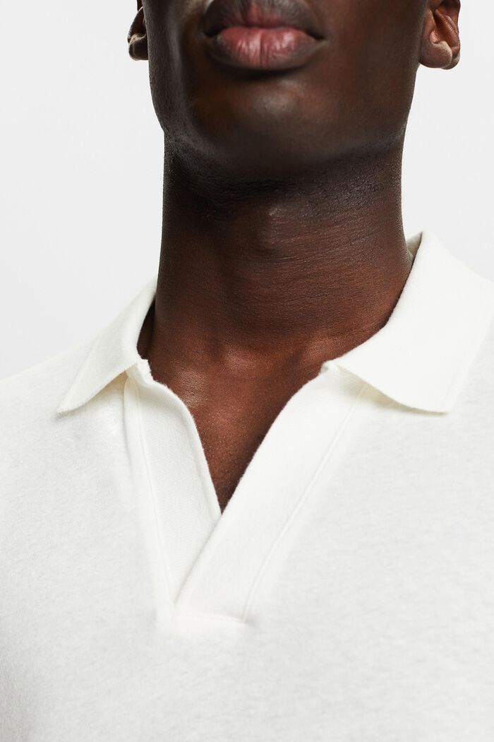 Cotton-Linen Polo Shirt, OFF WHITE, detail image number 3