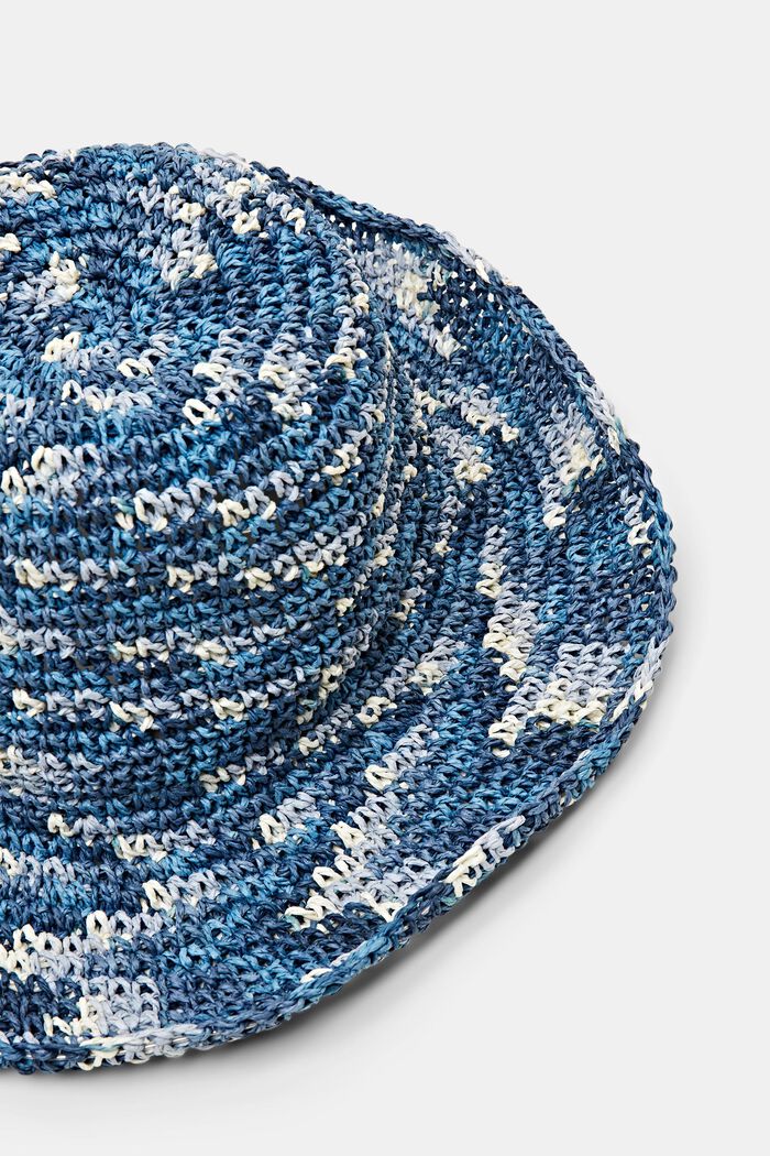 Marled-Effect Straw Bucket Hat, BLUE, detail image number 1