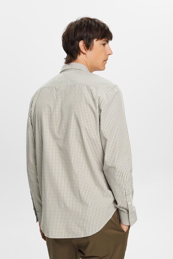 Vichy button-down shirt, 100% cotton, LIGHT KHAKI, detail image number 3