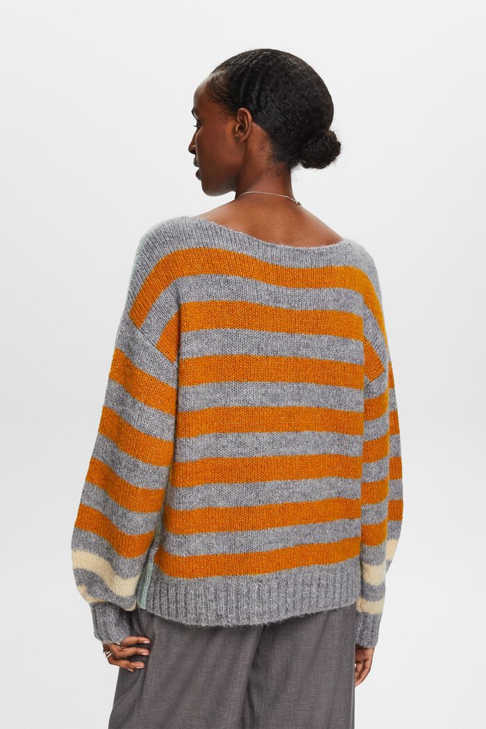 Wool-Mohair Blend Striped Sweater, MEDIUM GREY, detail image number 3