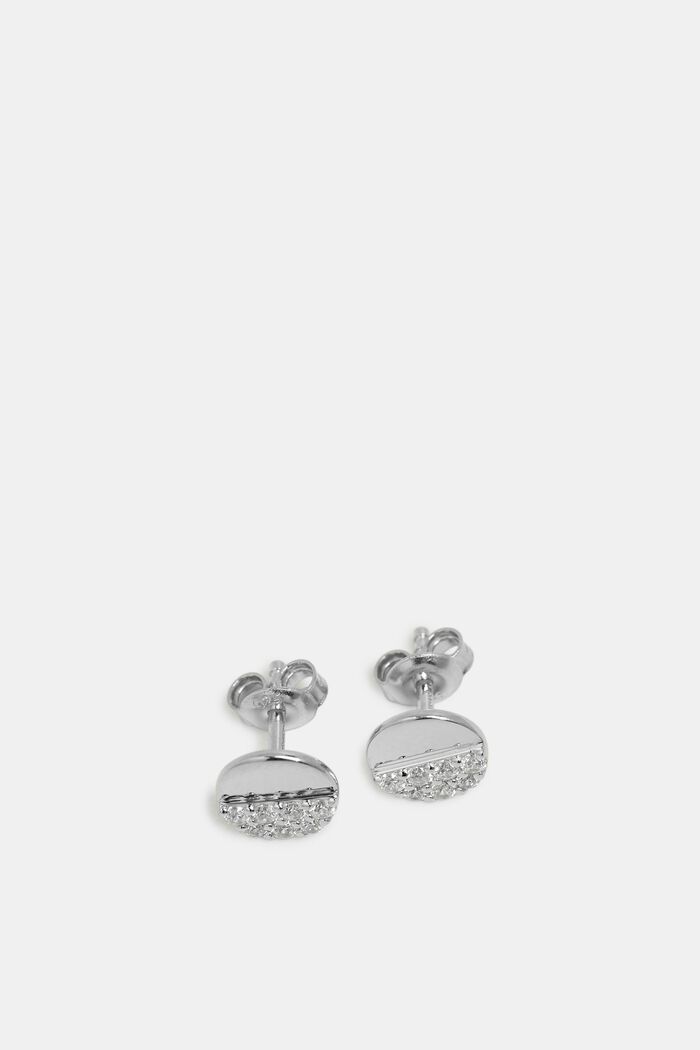 Stud earrings with a zirconia trim in sterling silver