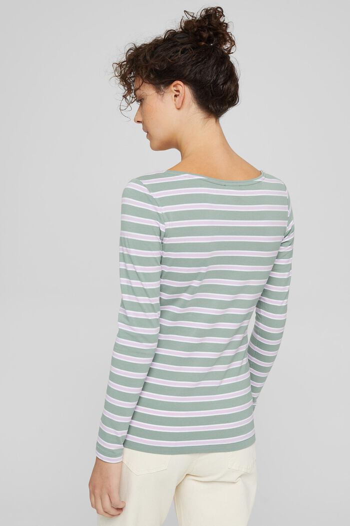 Long sleeve top with stripes, organic cotton, DUSTY GREEN, detail image number 3