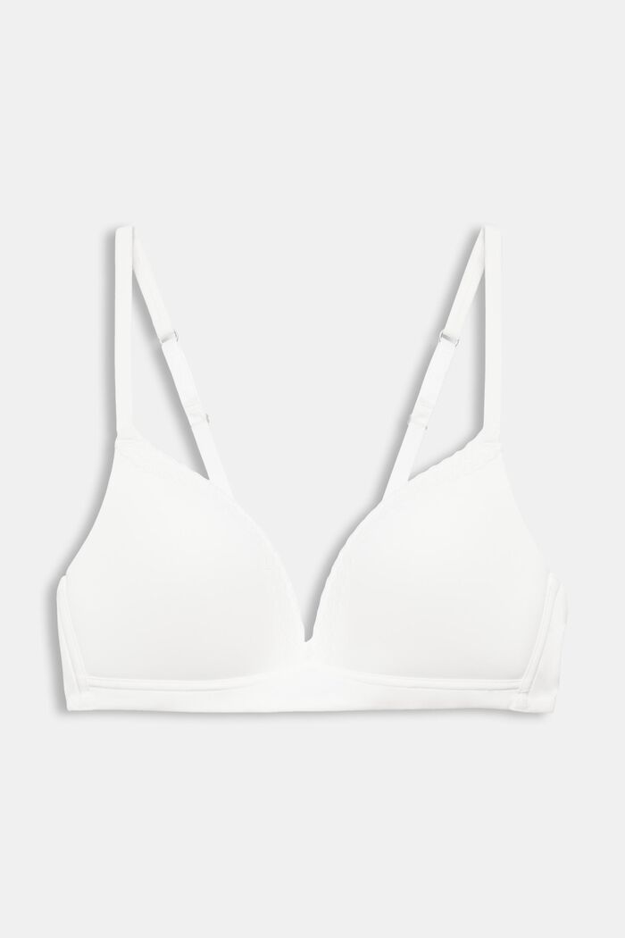 Padded Wireless Lace Band Microfiber Bra, OFF WHITE, detail image number 4