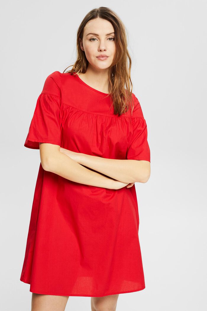 Knee-length shirt dress, RED, detail image number 0