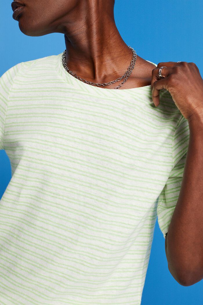 Cotton-linen blended T-shirt, CITRUS GREEN, detail image number 2