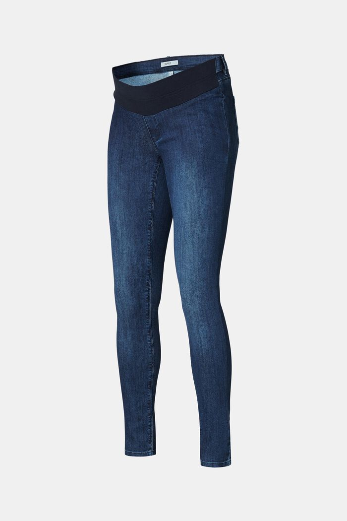 Stretch jeggings with an under-bump waistband, DARK WASHED, detail image number 4