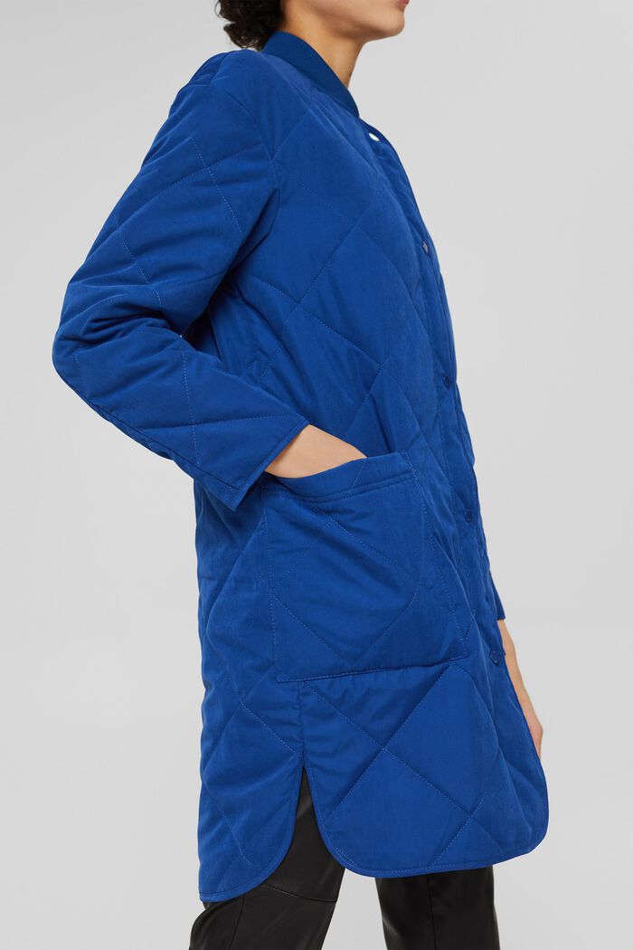 Made of recycled material: Quilted coat with zip, BRIGHT BLUE, detail image number 2
