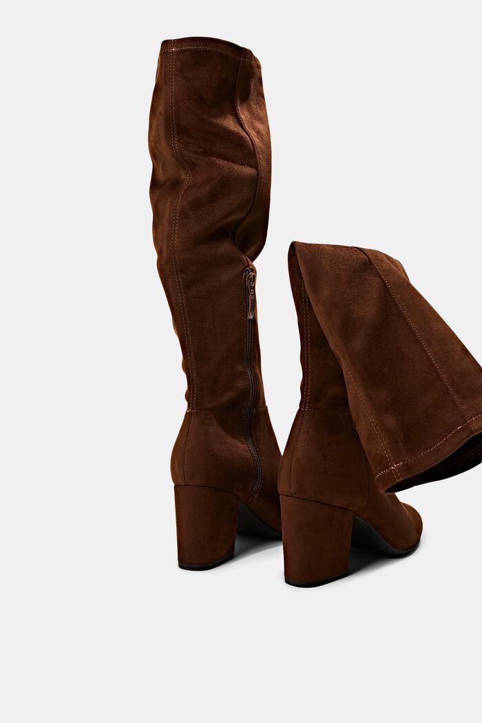 Knee-high boots in faux suede, BROWN, detail image number 4