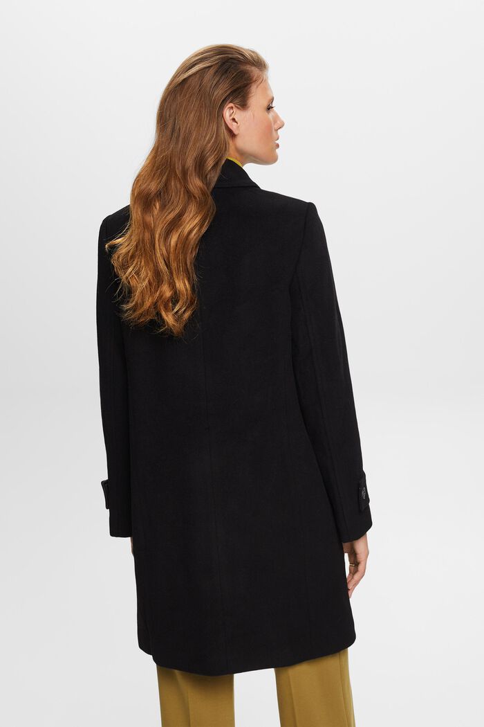Recycelt: wool blend coat with cashmere, BLACK, detail image number 3
