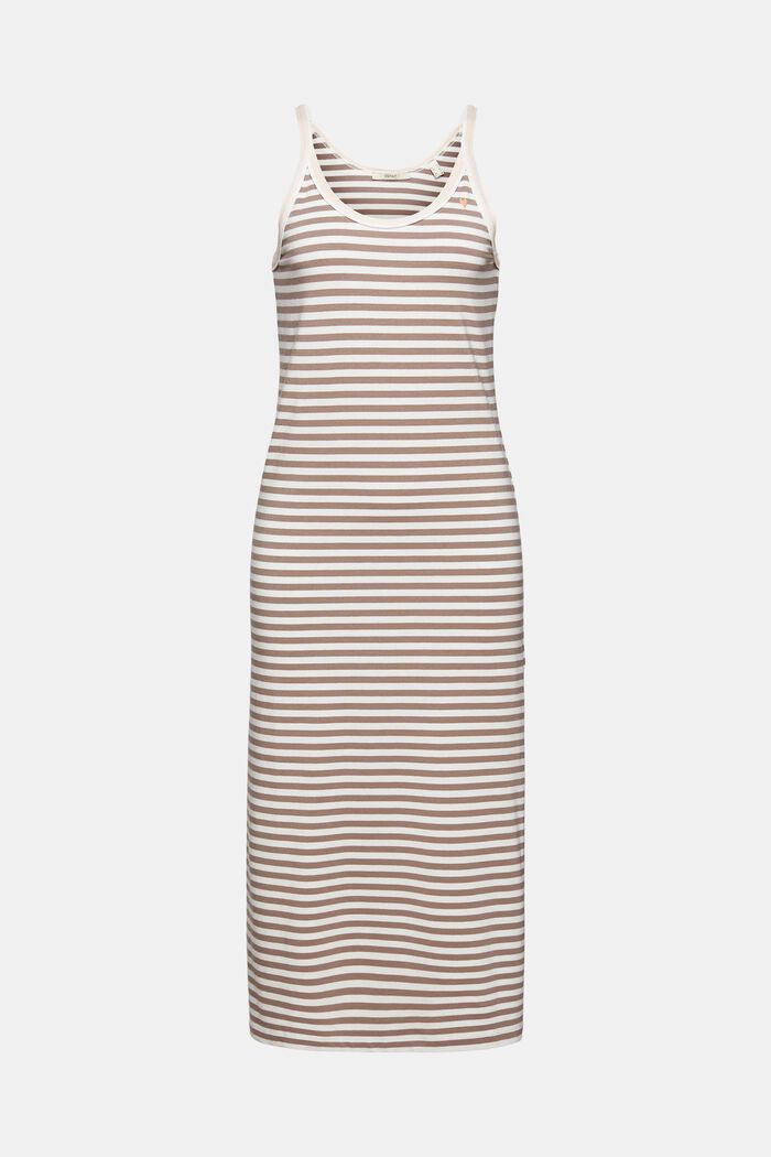 Containing TENCEL™: striped dress, TAUPE, overview