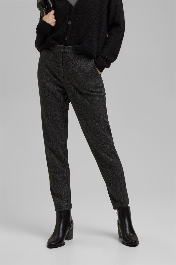 Mix + match HERRINGBONE stretch trousers, BLACK, detail image number 6